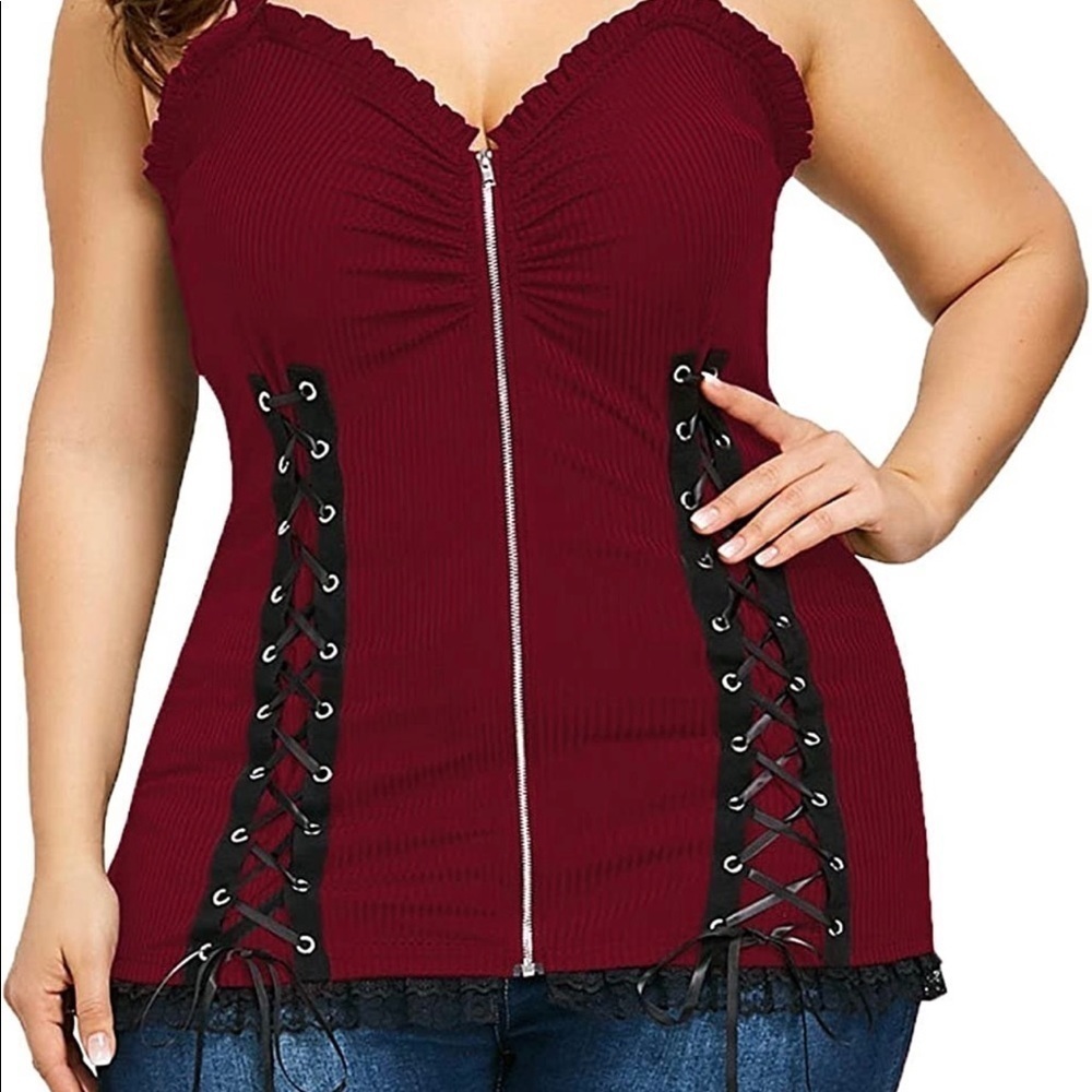 𝅺nihsatin Women's Plus Size Gothic Corset Top